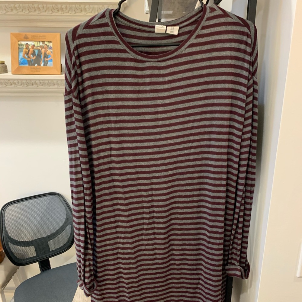 Striped long sleeve cotton dress